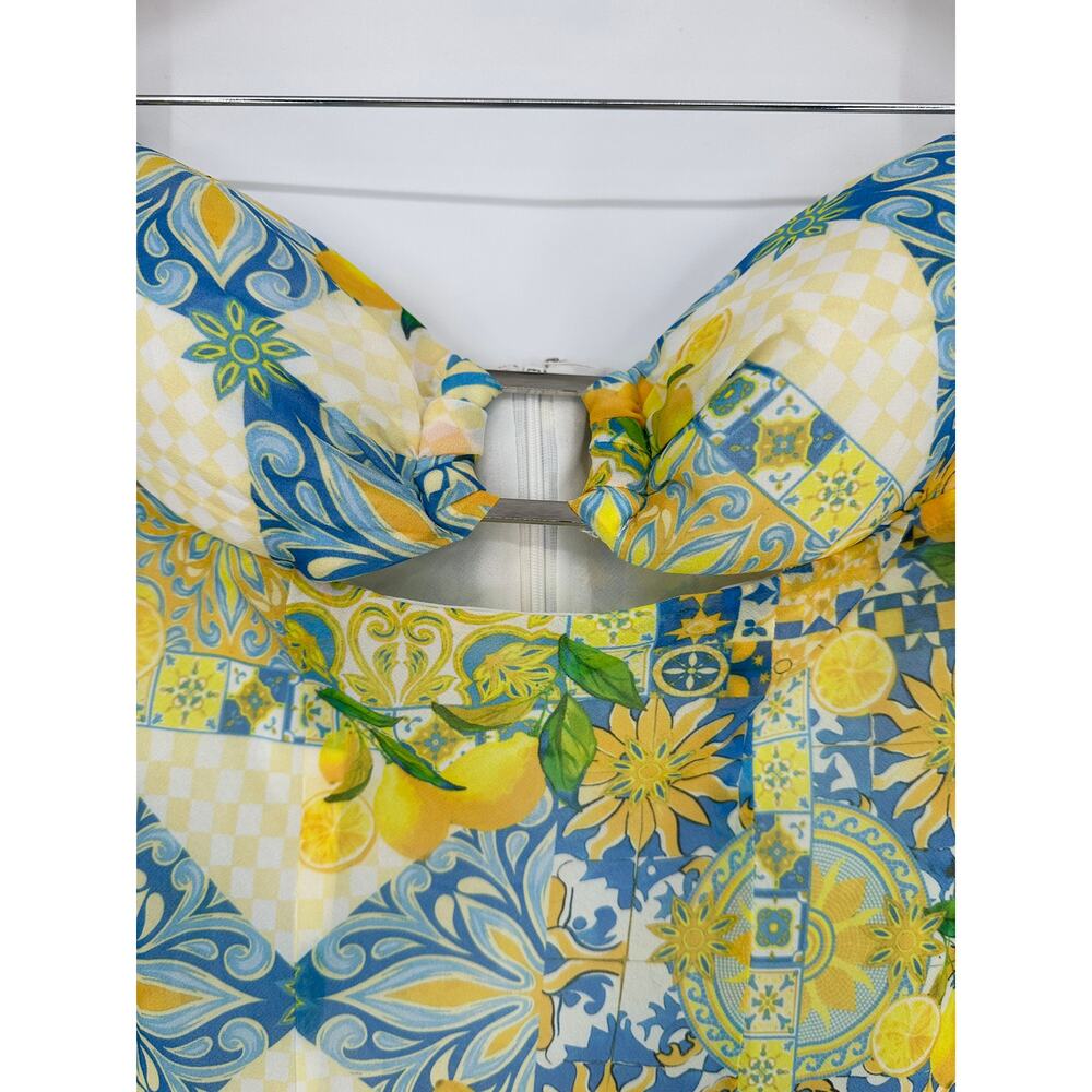 REVOLVE Strapless Floral Cutout Maxi Dress in Yellow & Blue - Picture 8 of 11